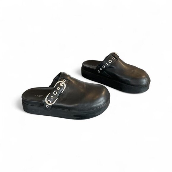 Rag Bone Leather Platform Clogs | Black | Women’s Size 7.5 - Picture 1 of 5